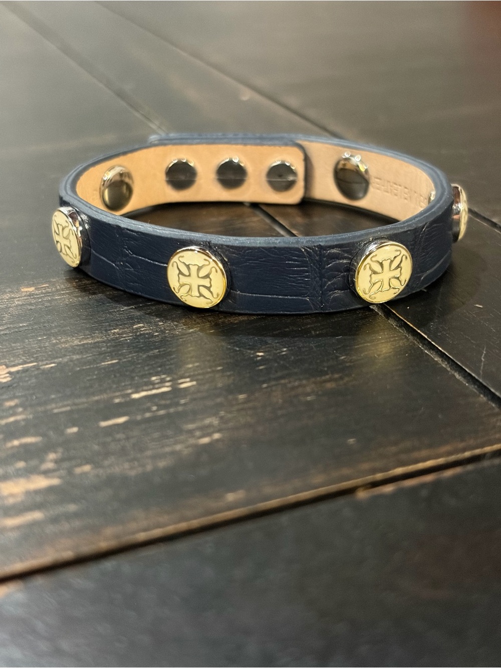 Navy Blue Leather Bracelet